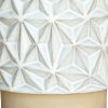 Ceramic Cachepot with Geometric Pattern; White; DunaWest